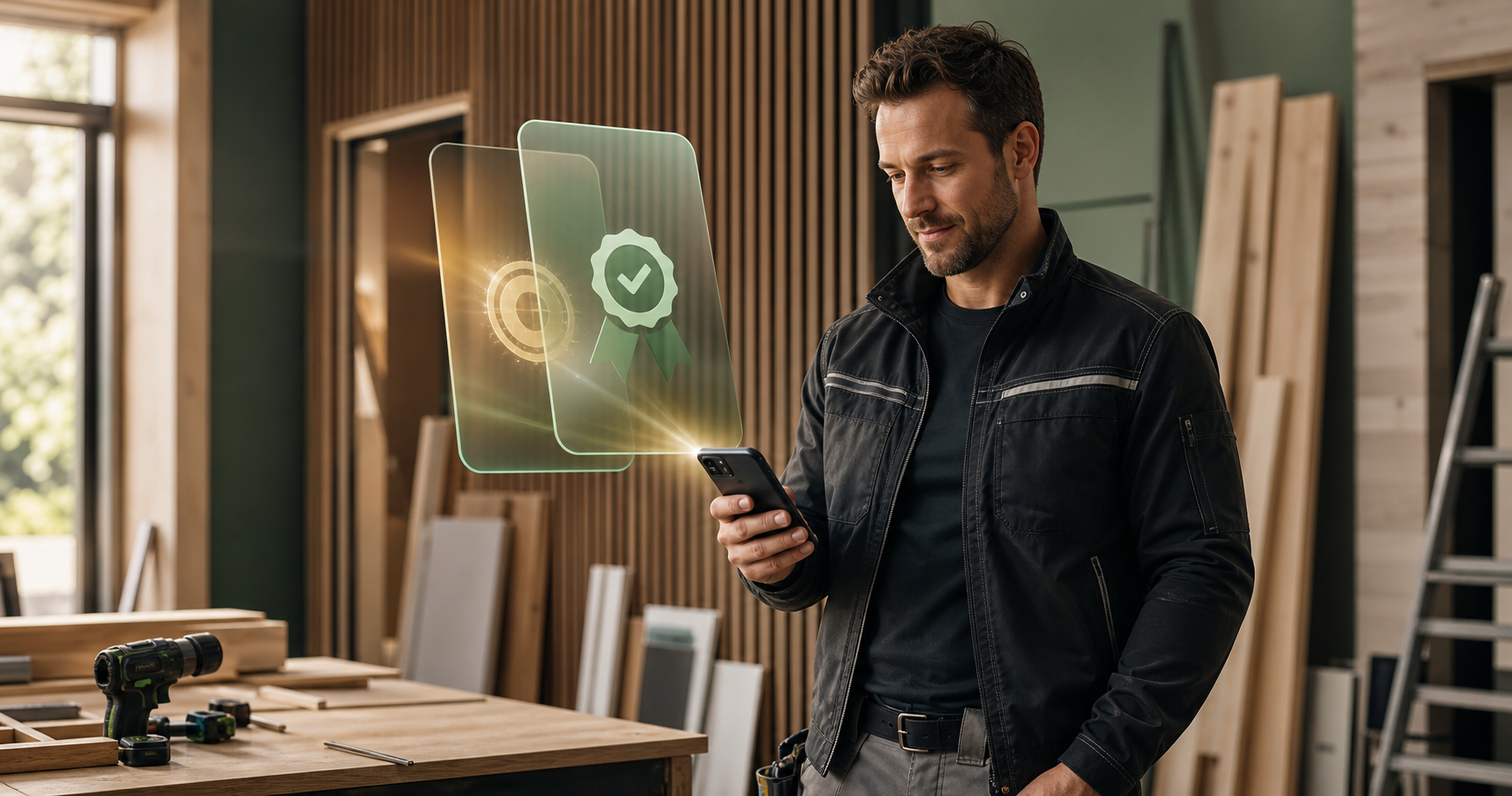 Verifizierter Unternehmer nutzt WerkBid am Smartphone